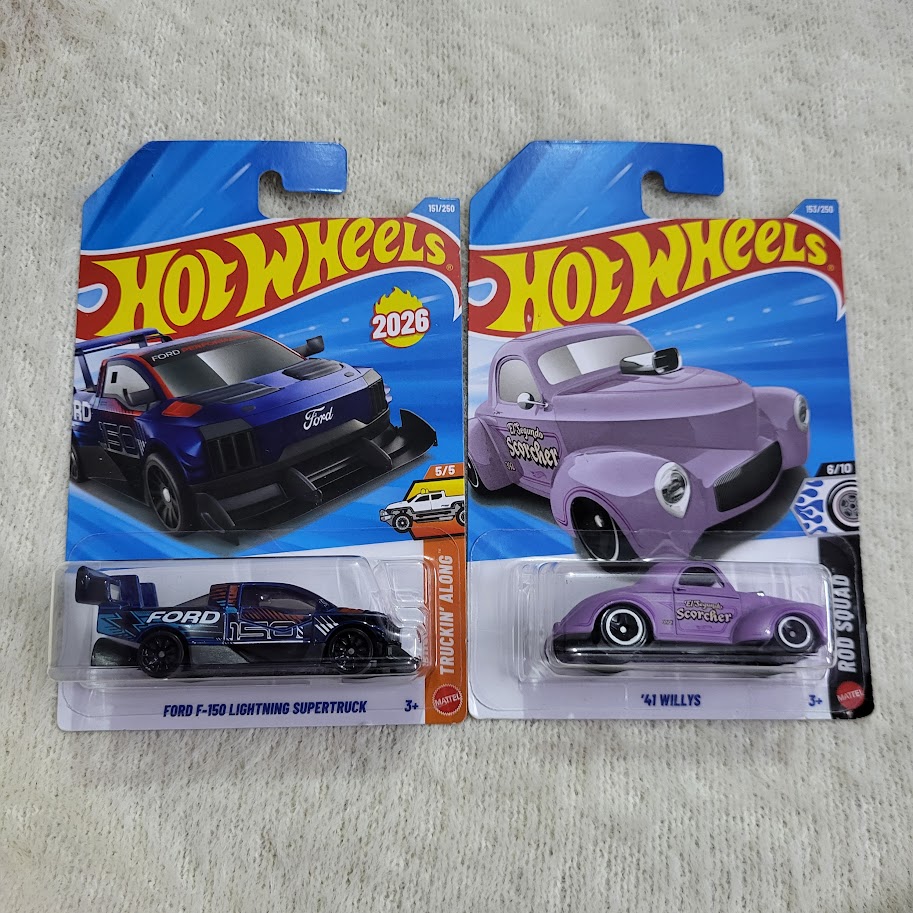 Hot Wheels Ford F-150 Lightning Supertruck and 41 Willys