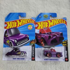 Hot Wheels Tooned Purple Passion and Classic TV Series Batmobile
